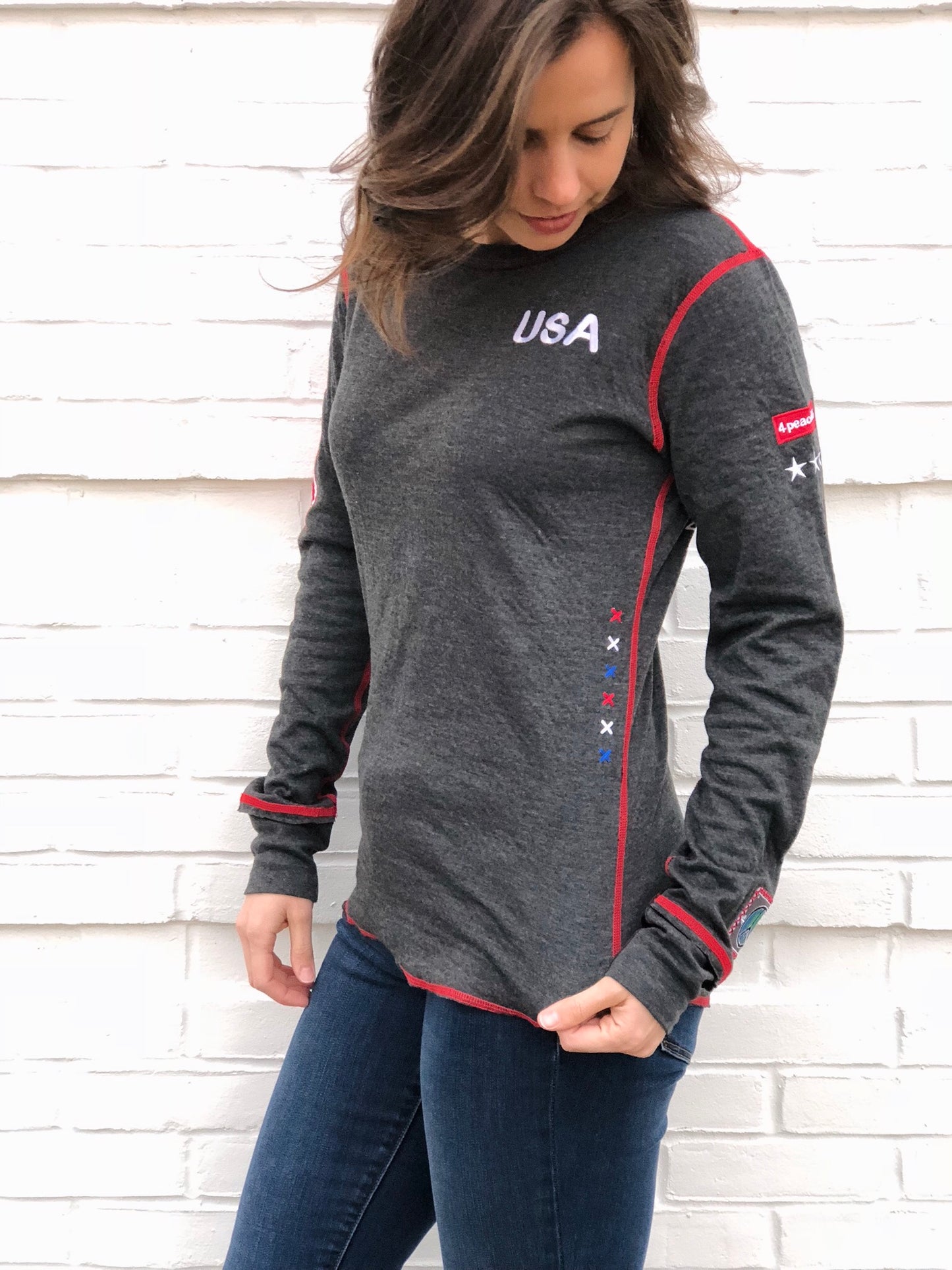 Patriotic Peace Sign Back Crewneck