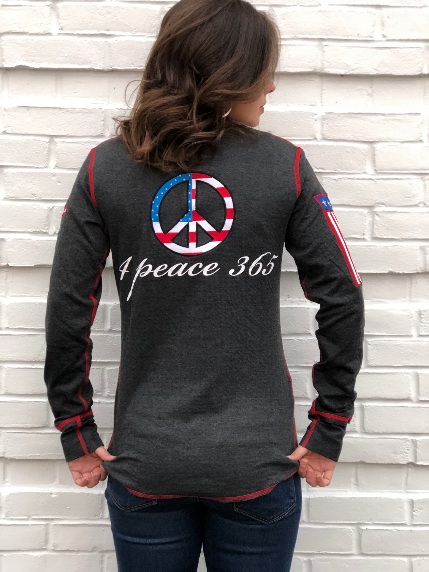Patriotic Peace Sign Back Crewneck